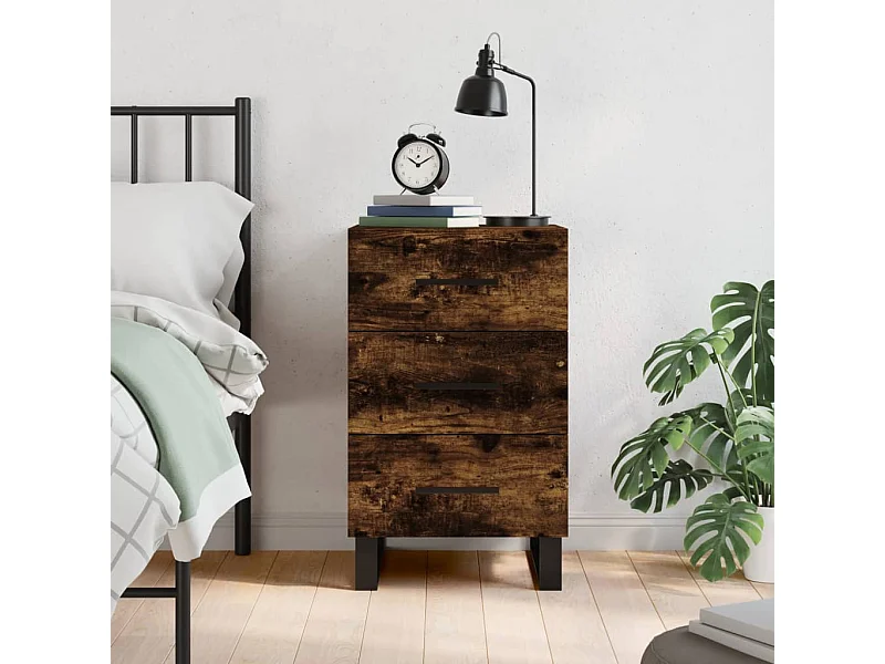 Nachttisch Nachtschrank Räuchereiche 40x40x66 cm Holzwerkstoff -RN92082