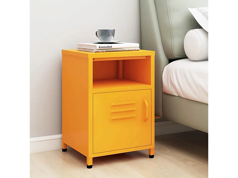 Nachttisch Nachtschrank Senfgelb 35x35x51 cm Stahl -RN41719
