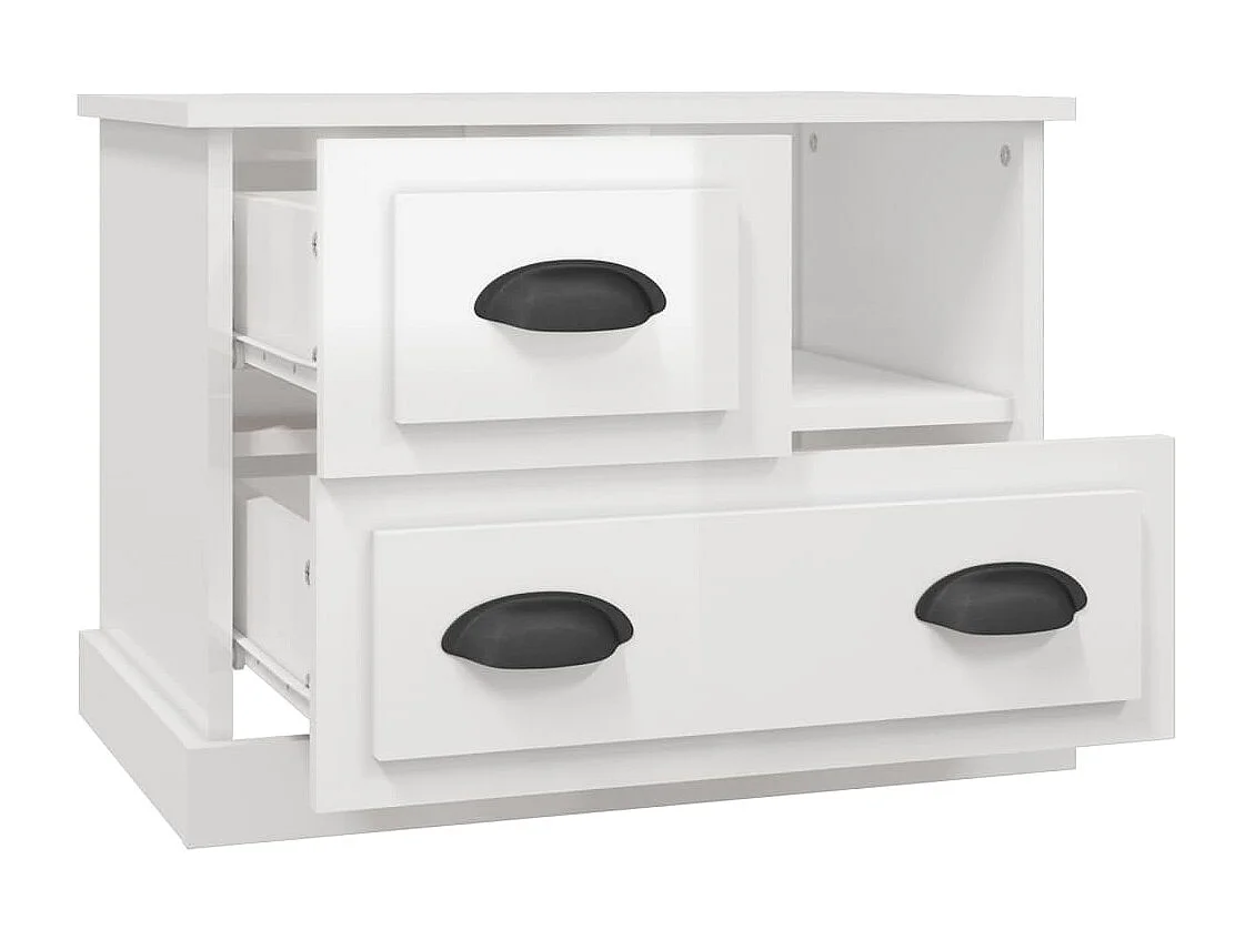 Nachttisch Nachtschrank Hochglanz-Weiß 60x39x45 cm -RN93728