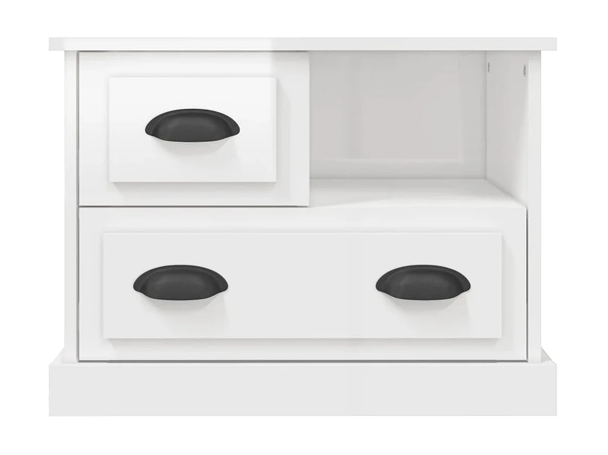 Nachttisch Nachtschrank Hochglanz-Weiß 60x39x45 cm -RN93728