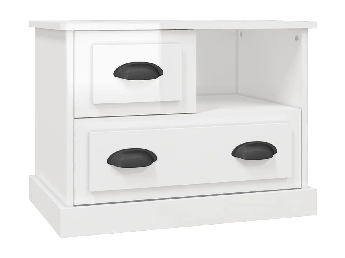 Nachttisch Nachtschrank Hochglanz-Weiß 60x39x45 cm -RN93728