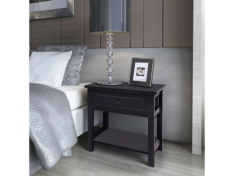 Nachttisch Holz Nachtschrank Schwarz -RN94028