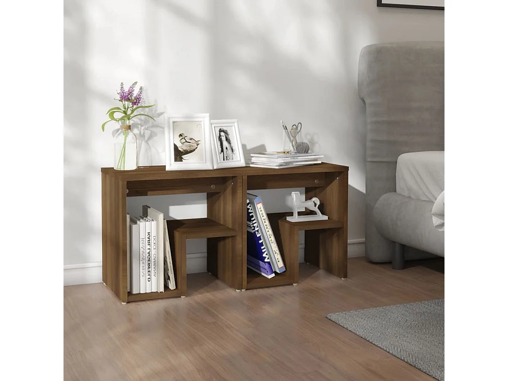 2er-Set Nachttische Nachtschrank Braun Eichen-Optik 40x30x40 cm Holzwerkstoff -RN57858