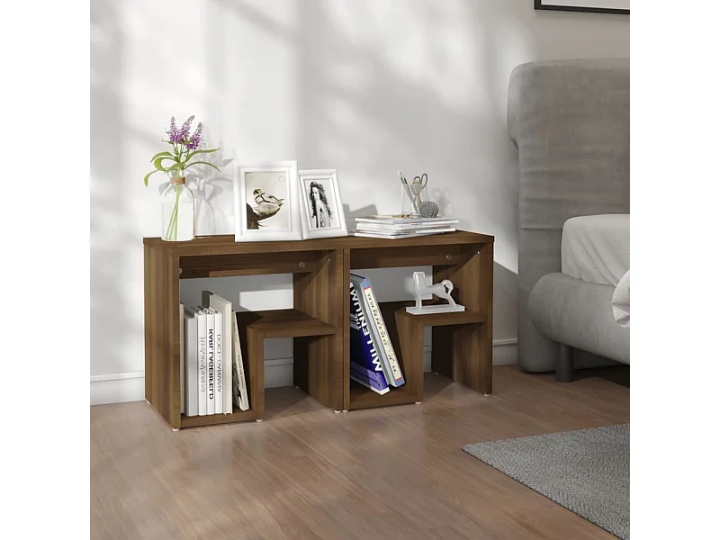 2er-Set Nachttische Nachtschrank Braun Eichen-Optik 40x30x40 cm Holzwerkstoff -RN57858