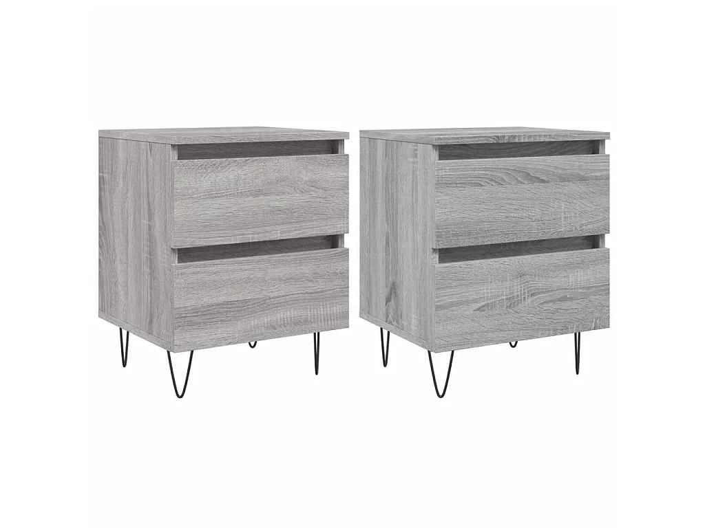 2er-Set Nachttische Nachtschrank Grau Sonoma 40x35x50 cm Holzwerkstoff -RN21792