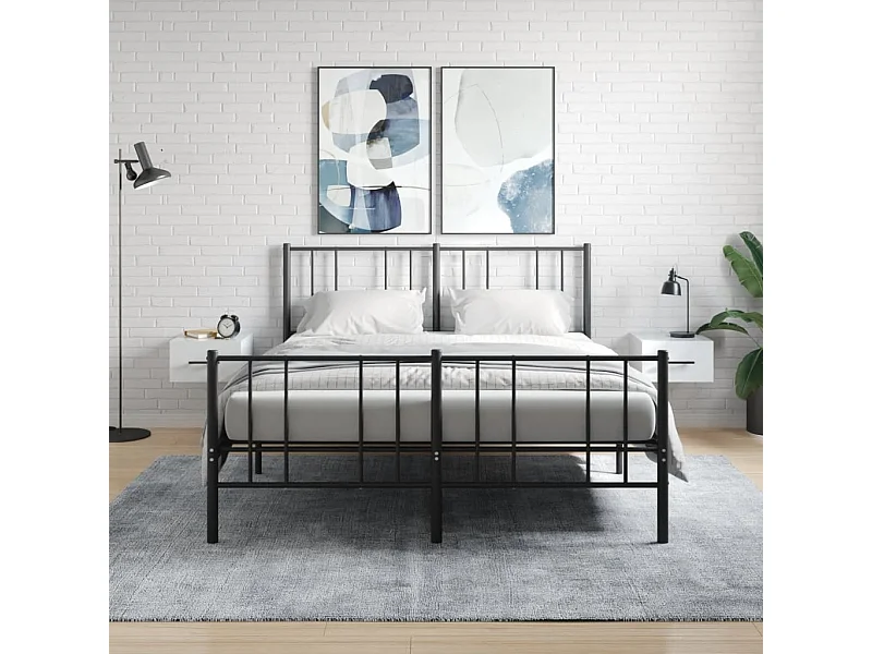 2er-Set Wand-Nachttische Nachtschrank Hochglanz-Weiß 35x35x20 cm -RN67843