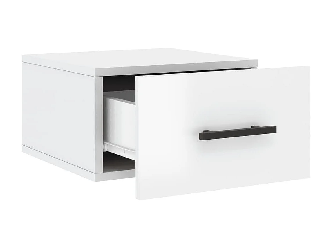 2er-Set Wand-Nachttische Nachtschrank Hochglanz-Weiß 35x35x20 cm -RN67843