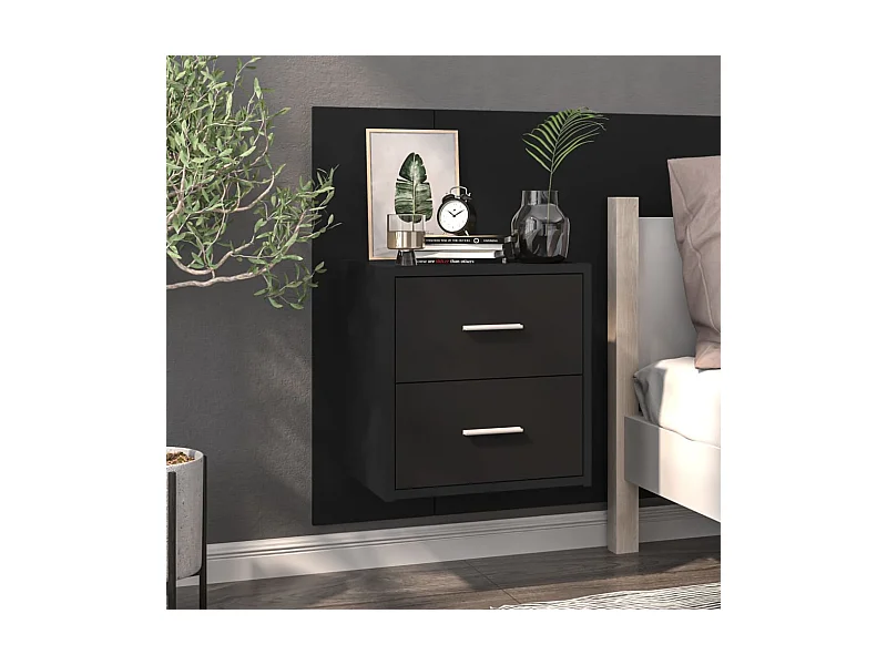 Wand-Nachttisch Nachtschrank Schwarz -RN98655