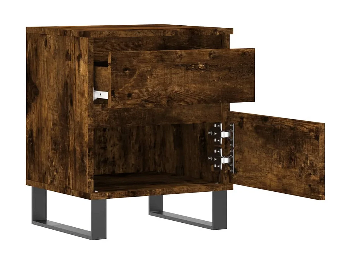 2er-Set Nachttische Nachtschrank Räuchereiche 40x35x50 cm Holzwerkstoff -RN42254