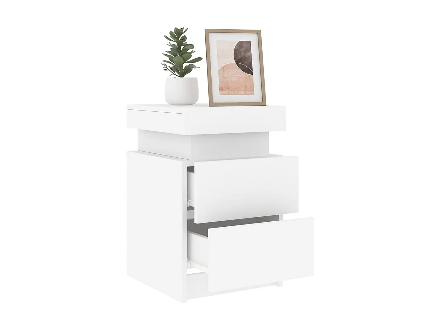 Nachttisch Nachtschrank mit LED-Leuchten Weiß 35x39x55 cm -RN87059