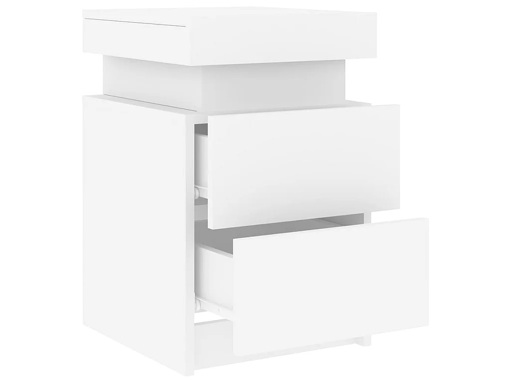 Nachttisch Nachtschrank mit LED-Leuchten Weiß 35x39x55 cm -RN87059