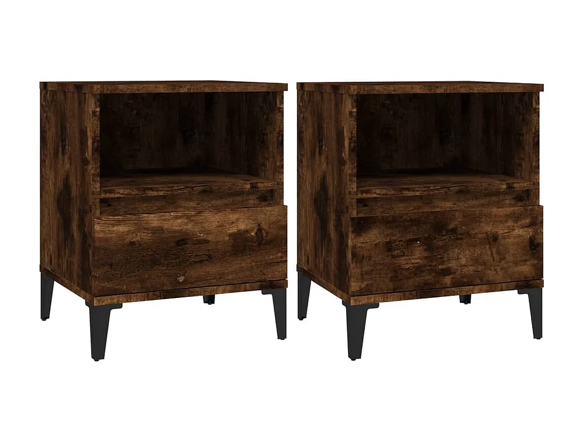 2er-Set Nachttische Nachtschrank Räuchereiche 40x35x50 cm -RN35646