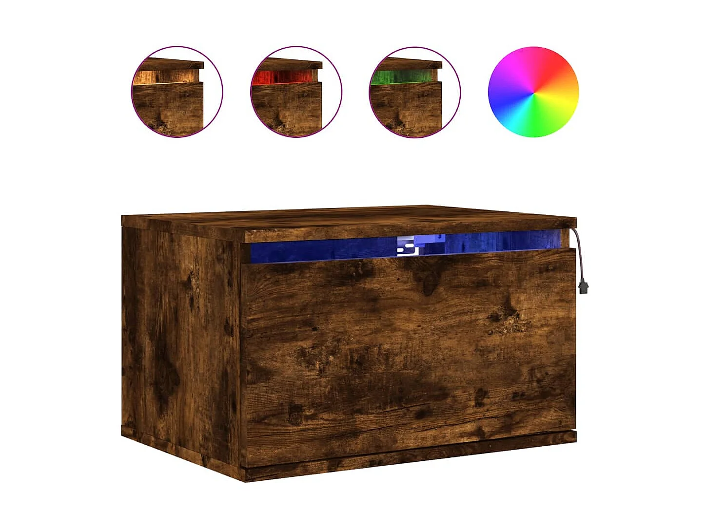 2er-Set Wand-Nachttische Nachtschrank mit LED-Leuchten Räuchereiche -RN86962