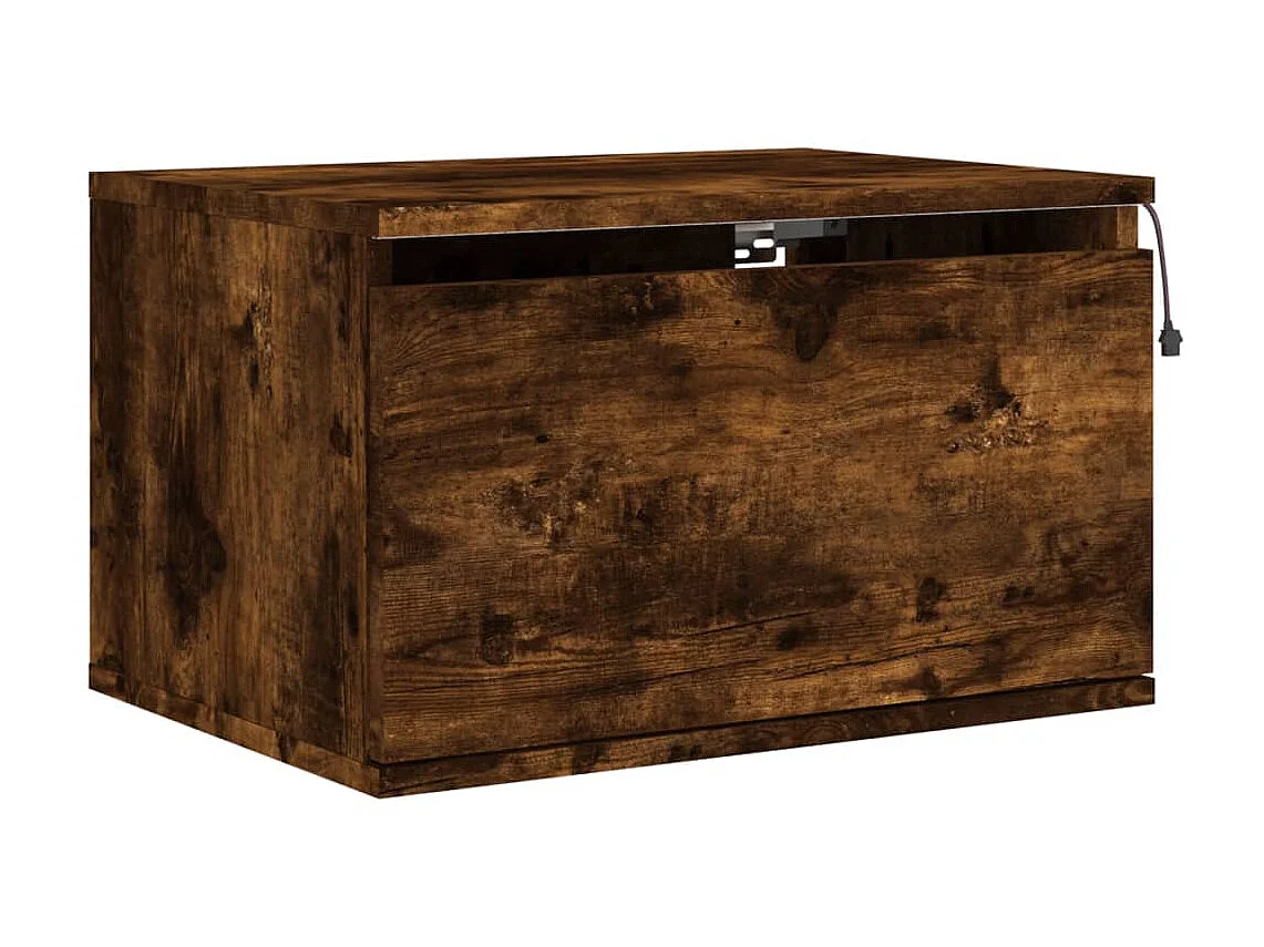 2er-Set Wand-Nachttische Nachtschrank mit LED-Leuchten Räuchereiche -RN86962