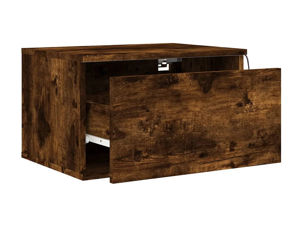 2er-Set Wand-Nachttische Nachtschrank mit LED-Leuchten Räuchereiche -RN86962