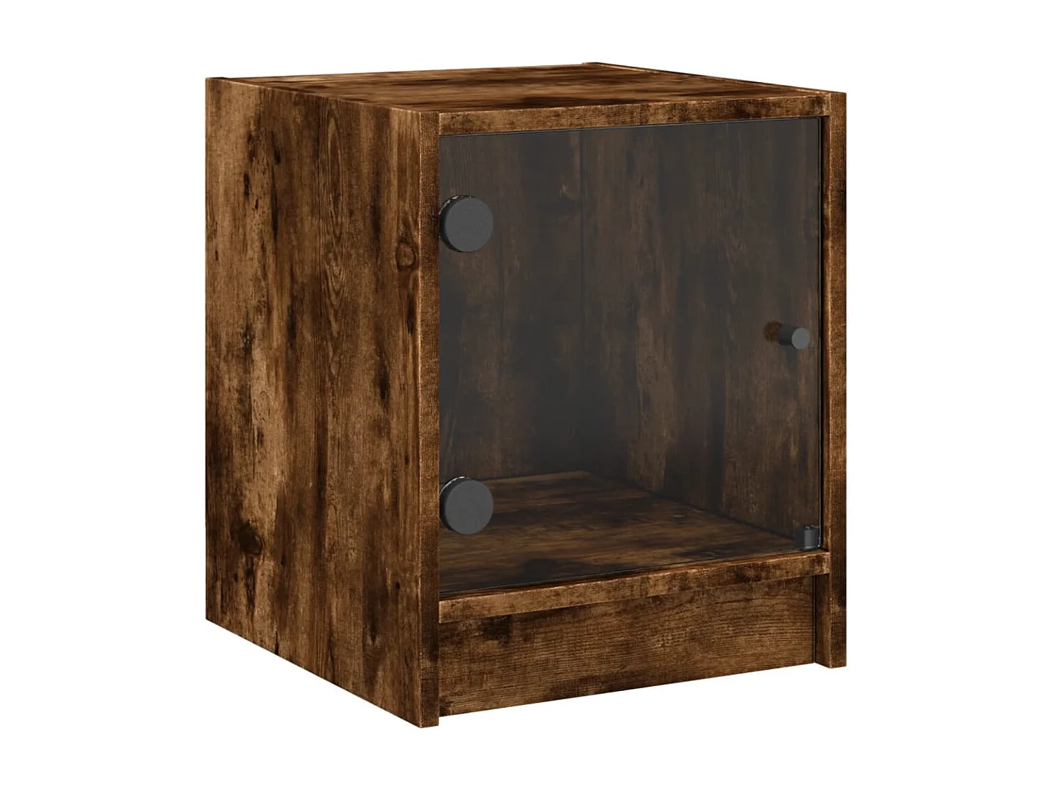 2er-Set Nachttische Nachtschrank mit Glastüren Räuchereiche 35x37x42 cm -RN30222