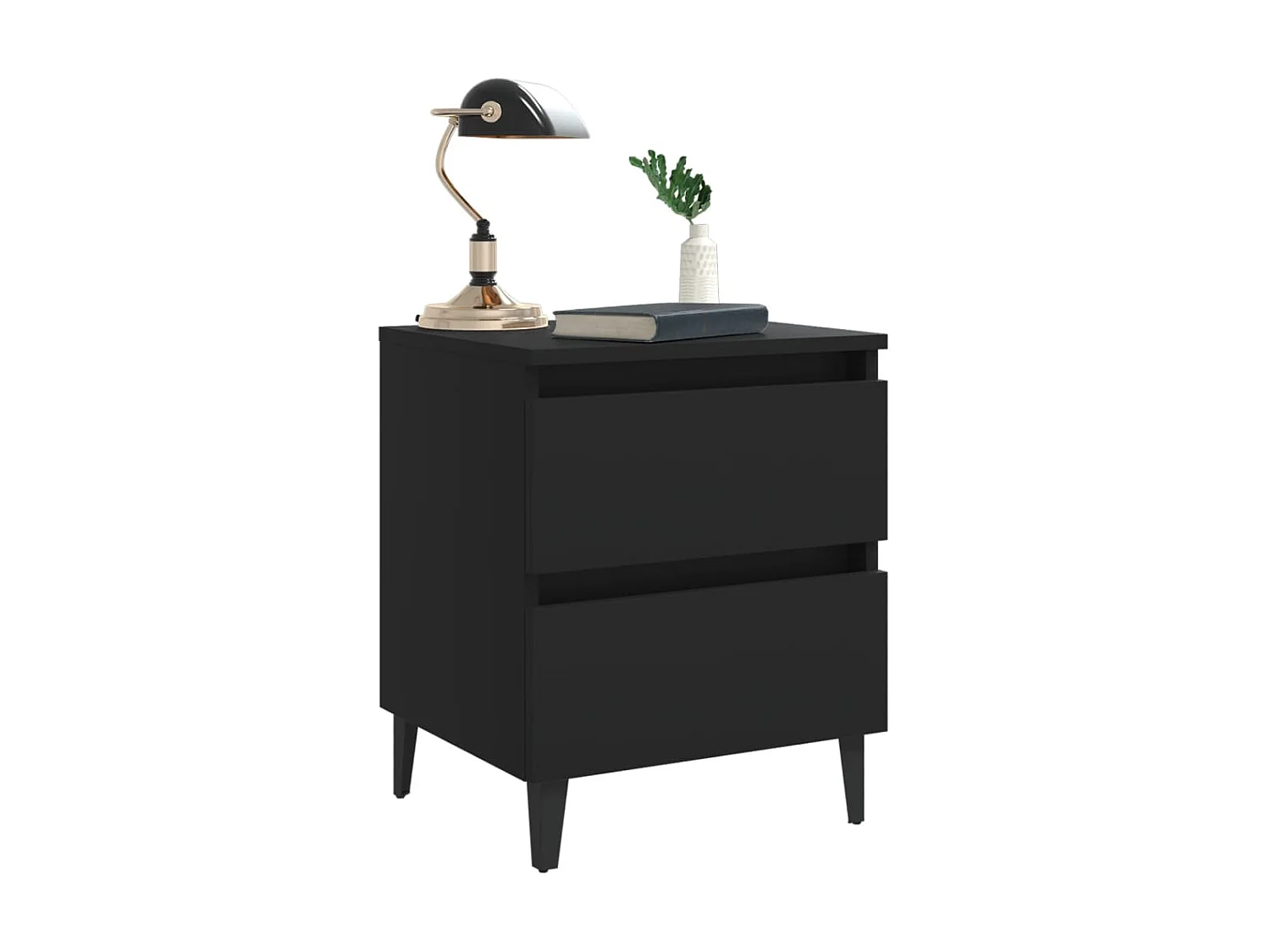 2er-Set Nachttische Nachtschrank Schwarz 40x35x50 cm Holzwerkstoff -RN66865