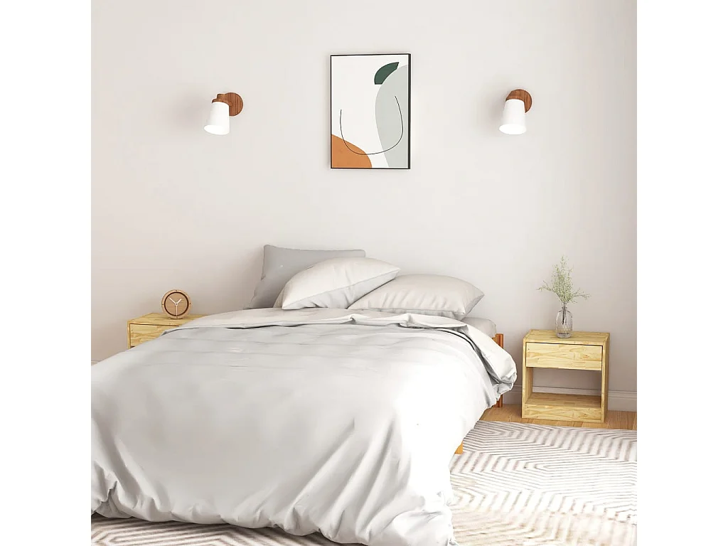 2er-Set Nachttische Nachtschrank 40x31x40 cm Massivholz Kiefer -RN36757