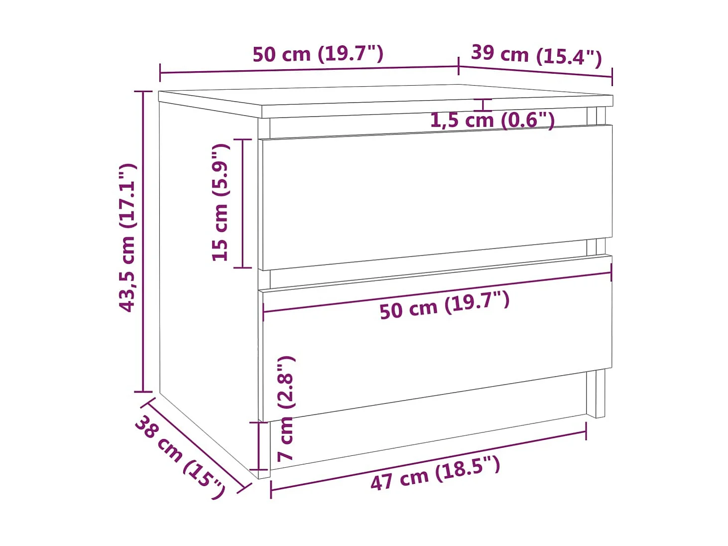 2er-Set Nachttische Nachtschrank Räuchereiche 50x39x43,5 cm Holzwerkstoff -RN27592