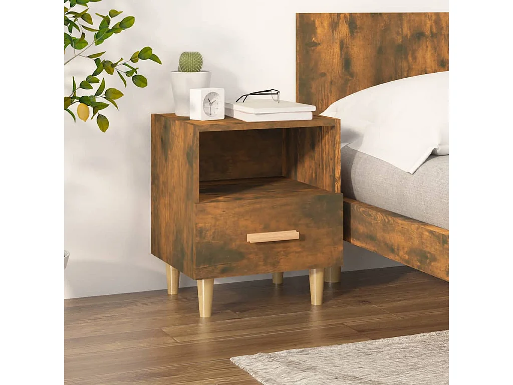 Nachttisch Nachtschrank Räuchereiche 40x35x47 cm -RN22557