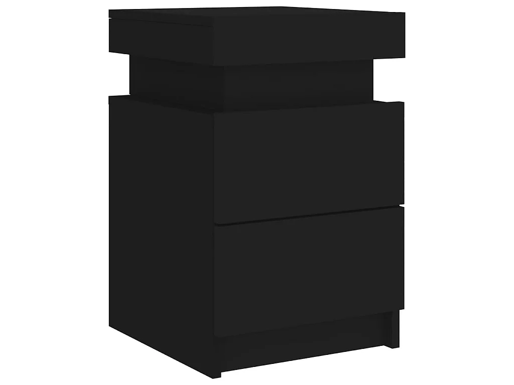2er-Set Nachttische Nachtschrank mit LED-Leuchten Schwarz 35x39x55 cm -RN16864