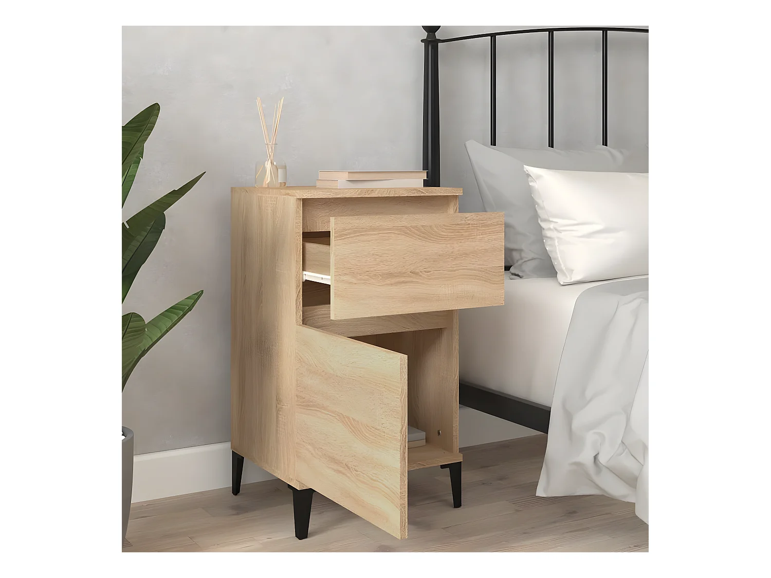 2er-Set Nachttische Nachtschrank Sonoma-Eiche 40x35x70 cm -RN99598