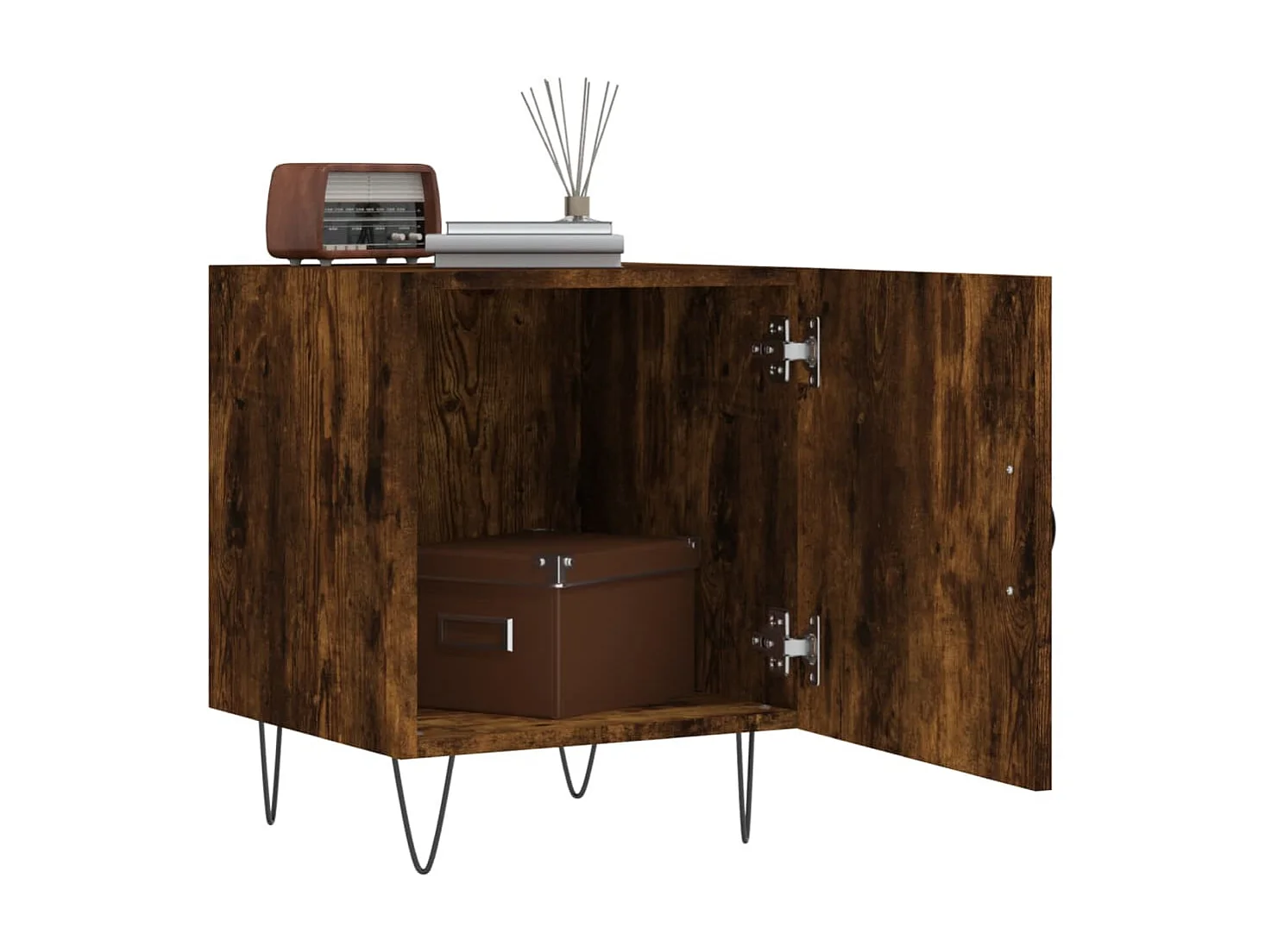 Nachttisch Nachtschrank Räuchereiche 40x40x50 cm Holzwerkstoff -RN70603