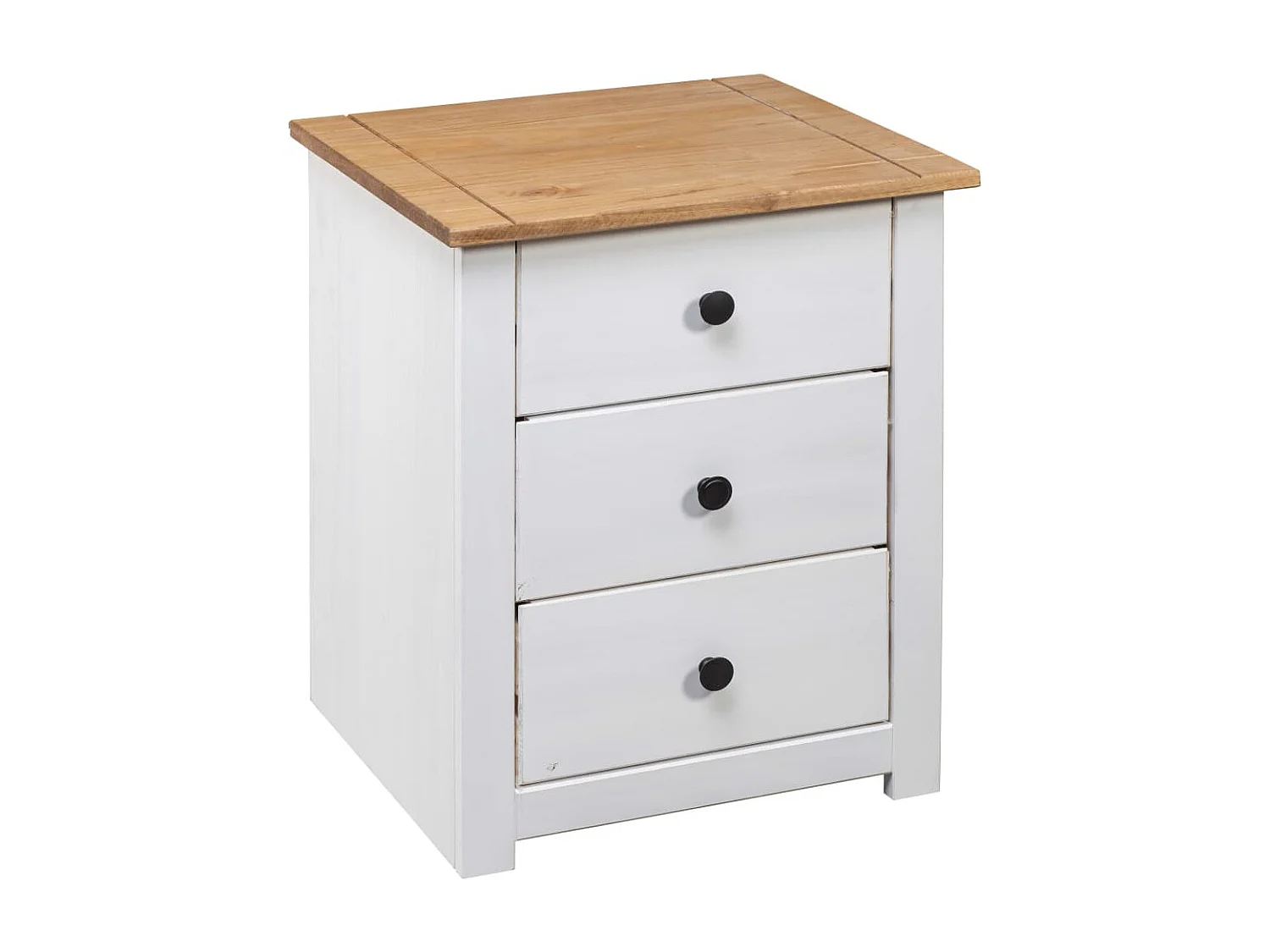Nachttisch Nachtschrank Weiß 46 x 40 x 57 cm Panama-Kiefer -RN22617