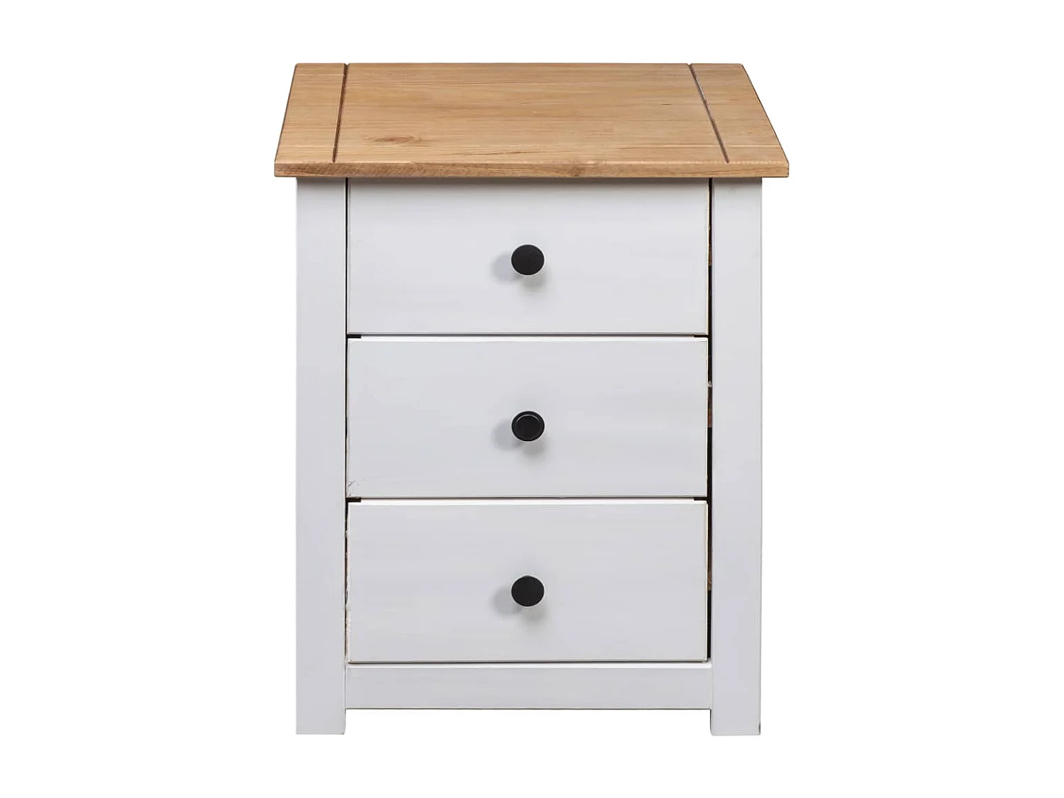 Nachttisch Nachtschrank Weiß 46 x 40 x 57 cm Panama-Kiefer -RN22617