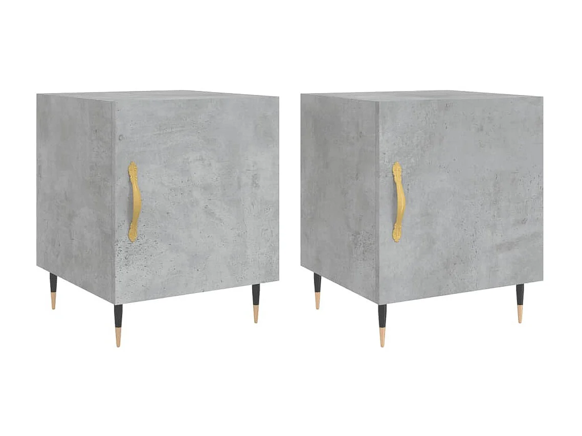 2er-Set Nachttische Nachtschrank Betongrau 40x40x50 cm Holzwerkstoff -RN52748