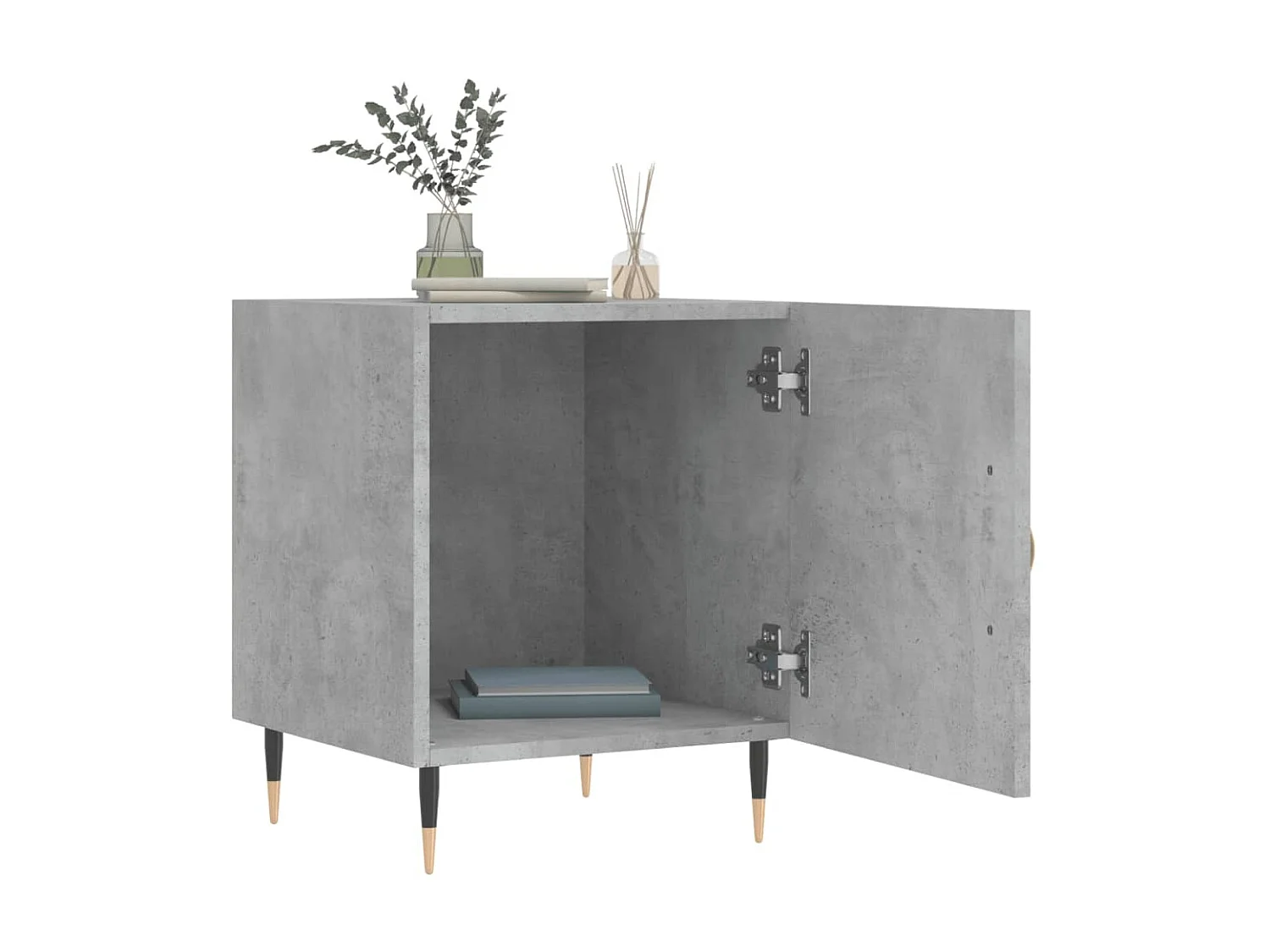 2er-Set Nachttische Nachtschrank Betongrau 40x40x50 cm Holzwerkstoff -RN52748