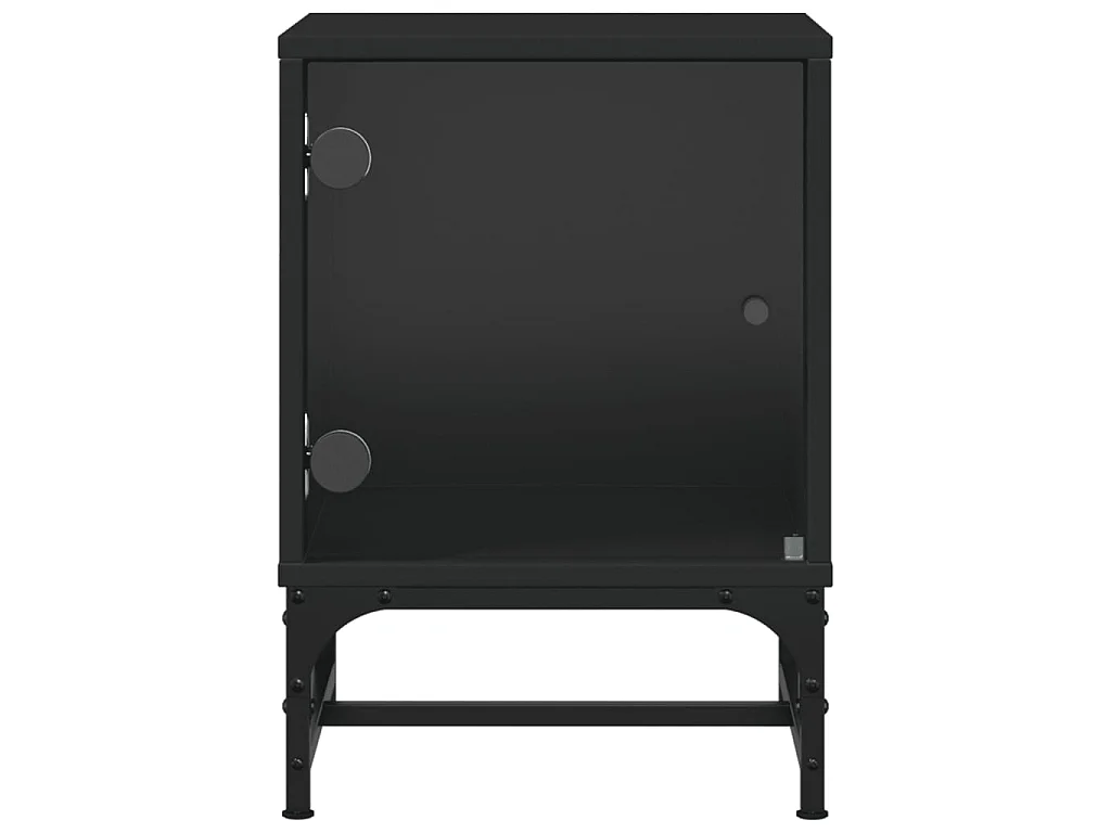 2er-Set Nachttische Nachtschrank mit Glastüren Schwarz 35x37x50 cm -RN90333