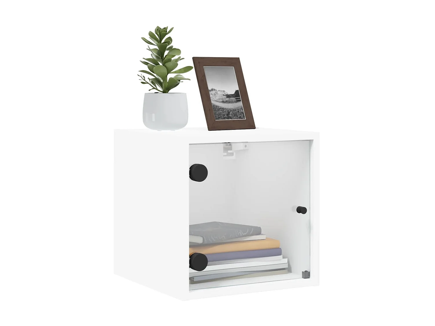 2er-Set Nachttische Nachtschrank mit Glastüren Weiß 35x37x35 cm -RN88976