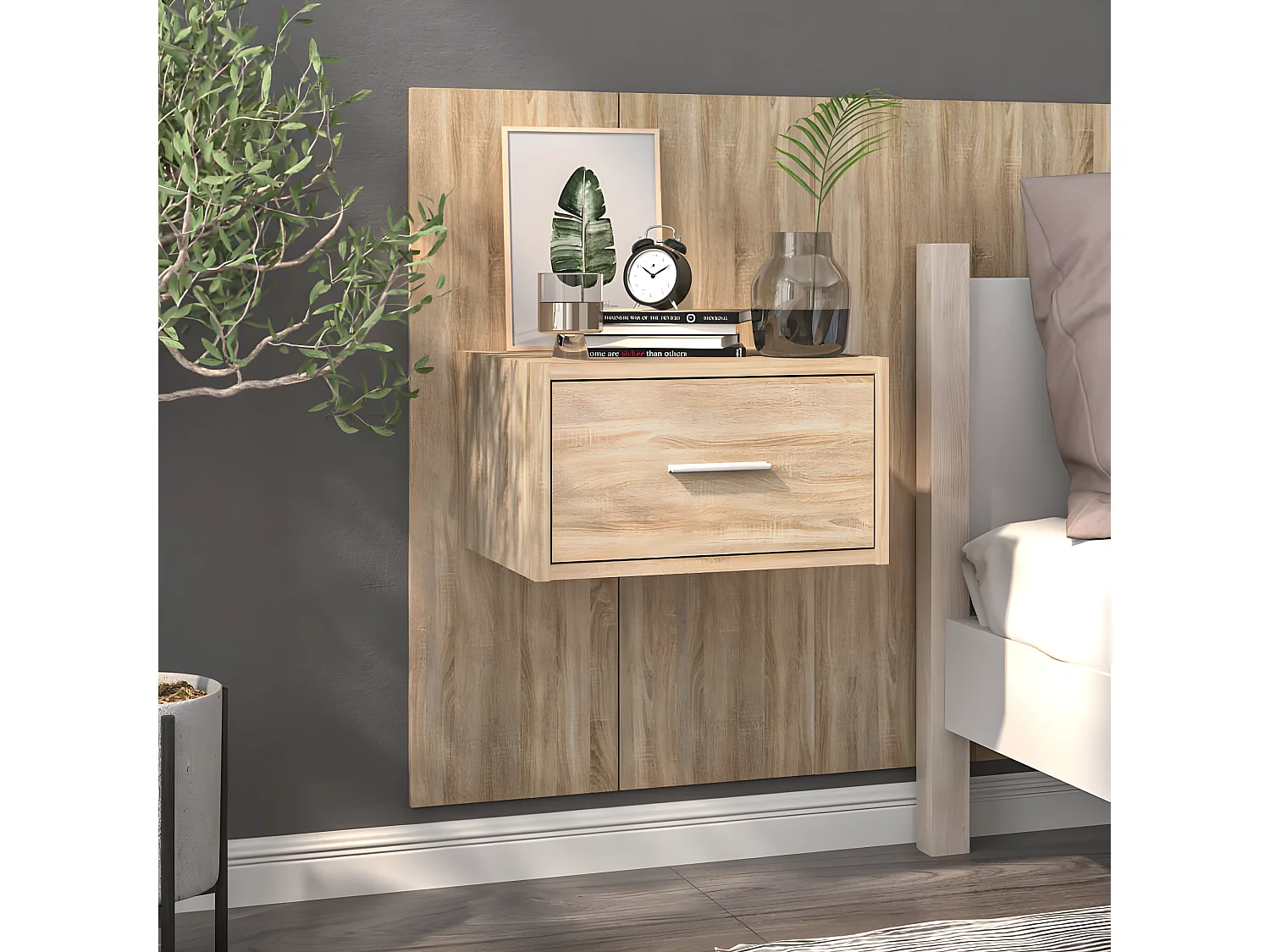 Wand-Nachttisch Nachtschrank Sonoma-Eiche -RN81892