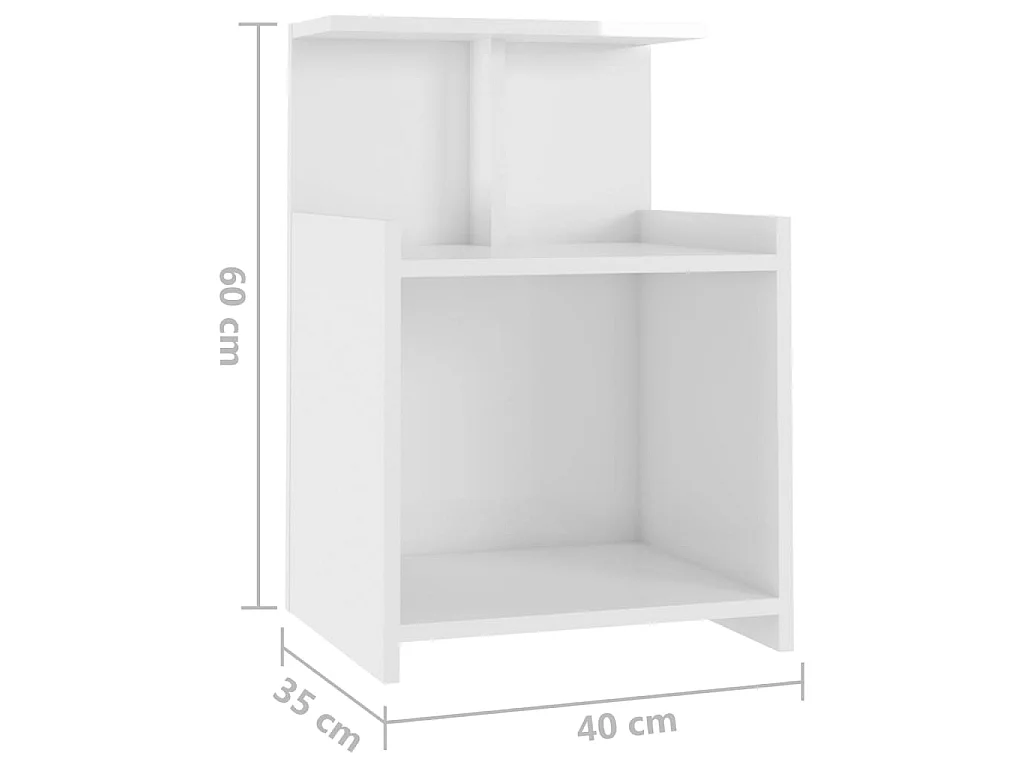 Nachttisch Nachtschrank Hochglanz-Weiß 40x35x60 cm Holzwerkstoff -RN19527