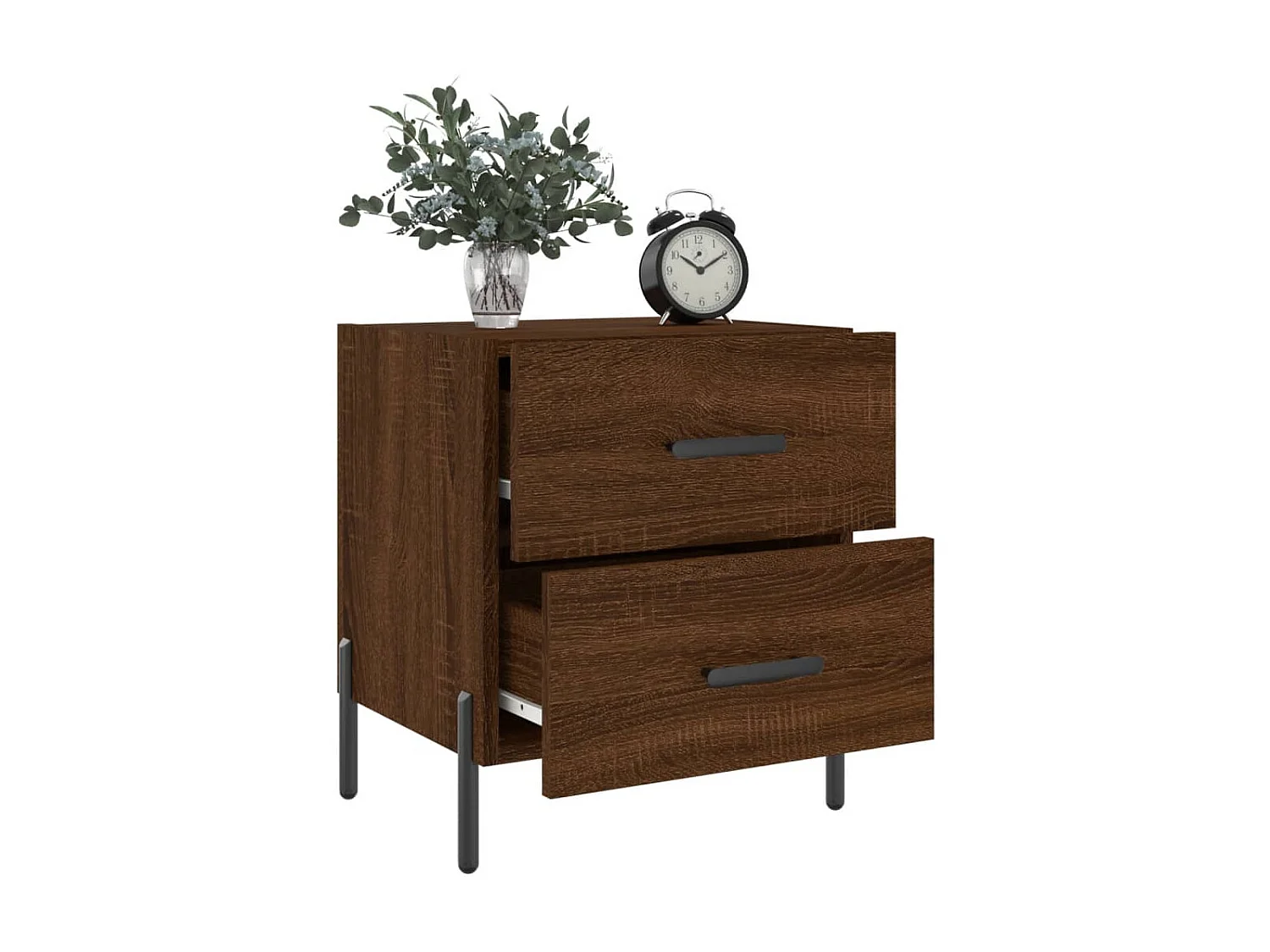 2er-Set Nachttische Nachtschrank Braun Eichen-Optik 40x35x47,5cm Holzwerkstoff -RN16105