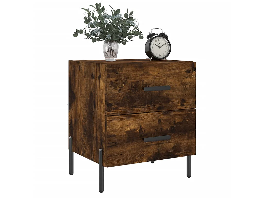 2er-Set Nachttische Nachtschrank Räuchereiche 40x35x47,5 cm Holzwerkstoff -RN62563