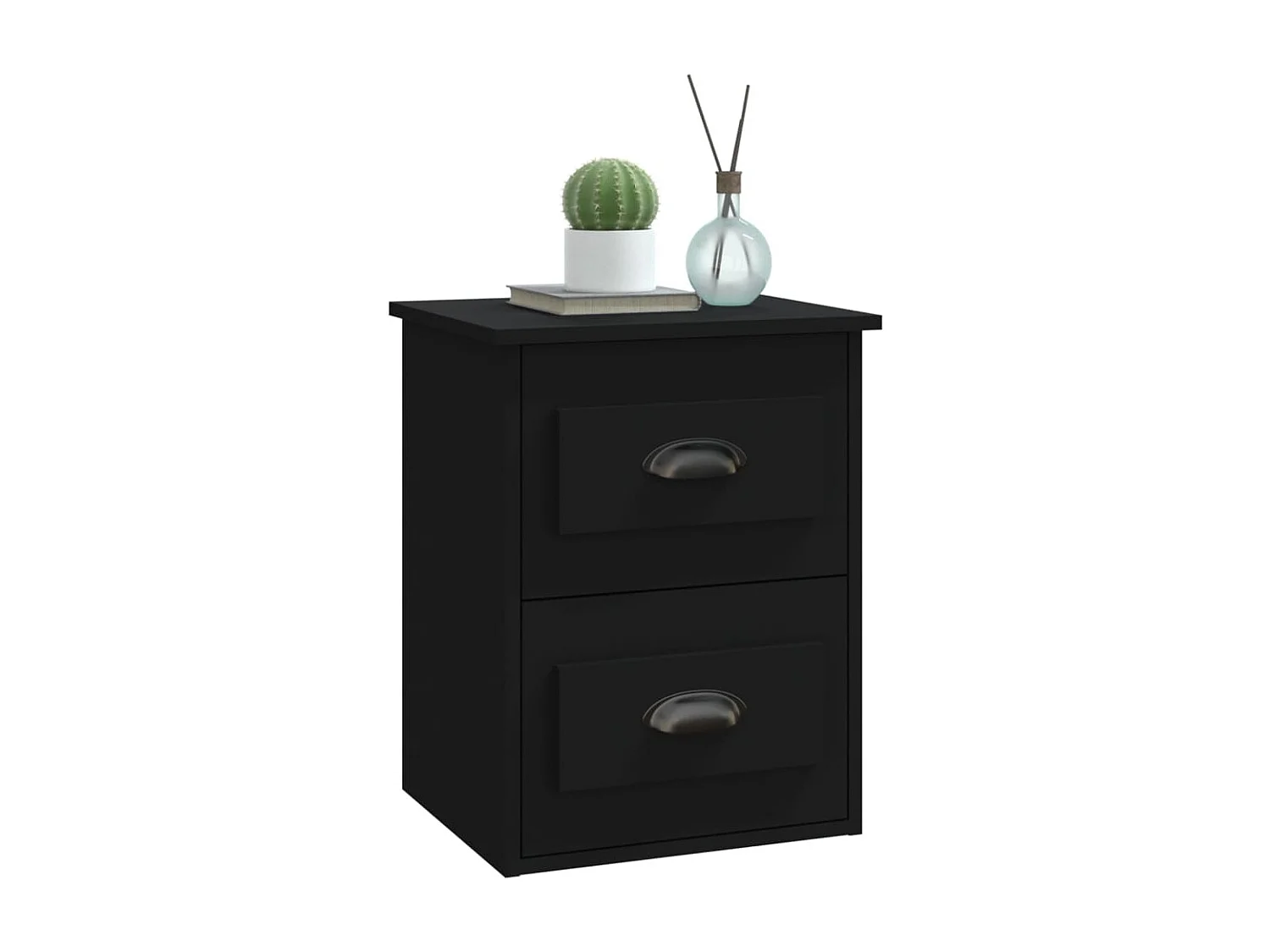 2er-Set Wand-Nachttische Nachtschrank Schwarz 41,5x36x53 cm -RN96432