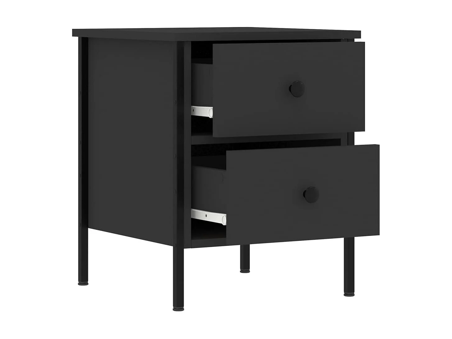 2er-Set Nachttische Nachtschrank Schwarz 40x42x50 cm Holzwerkstoff -RN92010