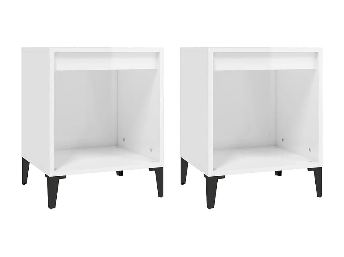 2er-Set Nachttische Nachtschrank Hochglanz-Weiß 40x35x50 cm -RN45736