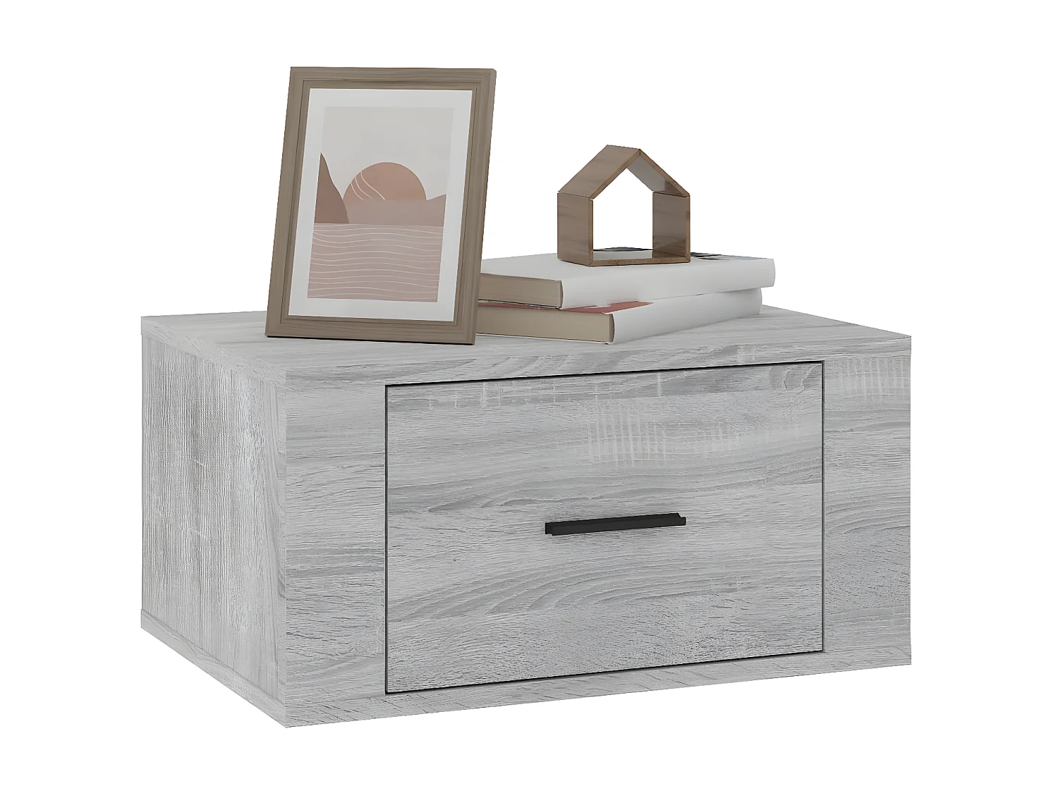 Wand-Nachttisch Grau Nachtschrank Sonoma 50x36x25 cm -RN36210