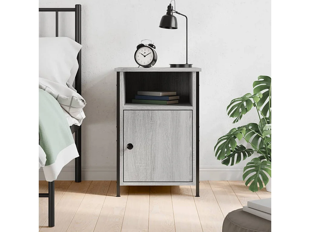 Nachttisch Grau Nachtschrank Sonoma 40x42x60 cm Holzwerkstoff -RN43259