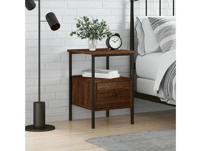 Nachttisch Nachtschrank Braun Eichen-Optik 34x36x50 cm Holzwerkstoff -RN90545