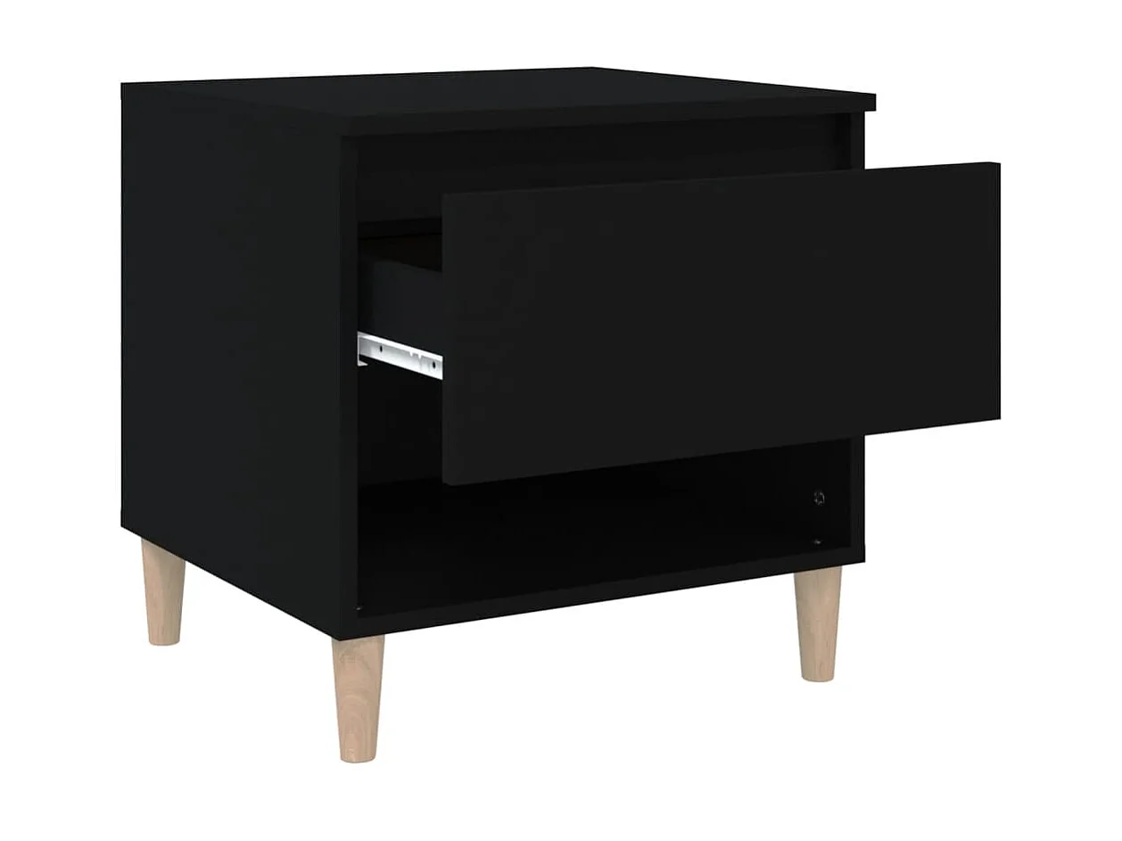 2er-Set Nachttische Nachtschrank Schwarz 50x46x50 cm Holzwerkstoff -RN87514
