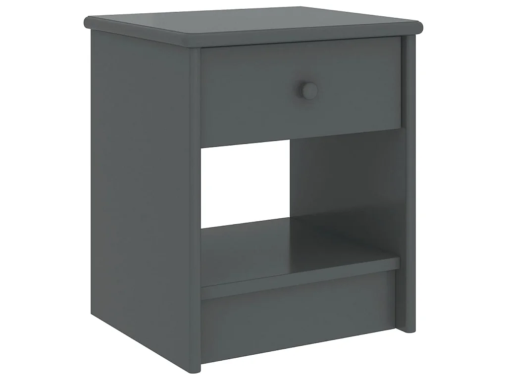 Nachttisch Nachtschrank Dunkelgrau 35x30x40 cm Kiefer Massivholz -RN61363