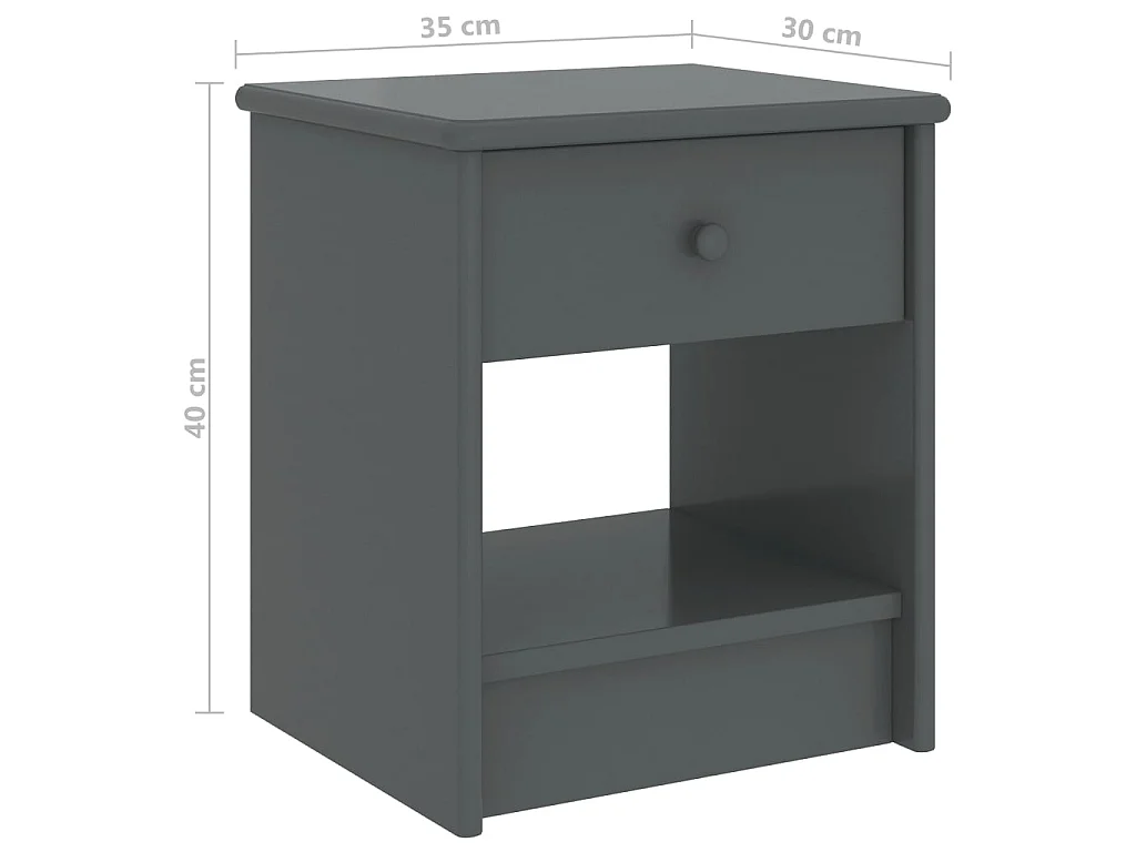 Nachttisch Nachtschrank Dunkelgrau 35x30x40 cm Kiefer Massivholz -RN61363