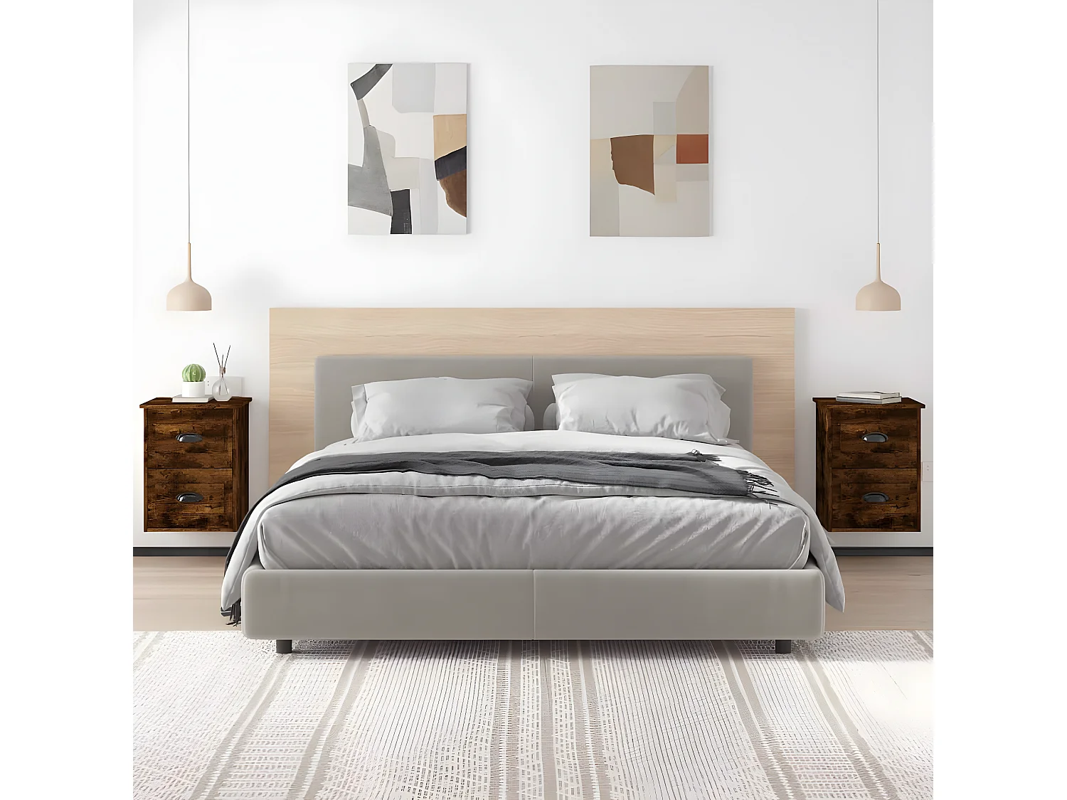 2er-Set Wand-Nachttische Nachtschrank Räuchereiche 41,5x36x53 cm -RN68664