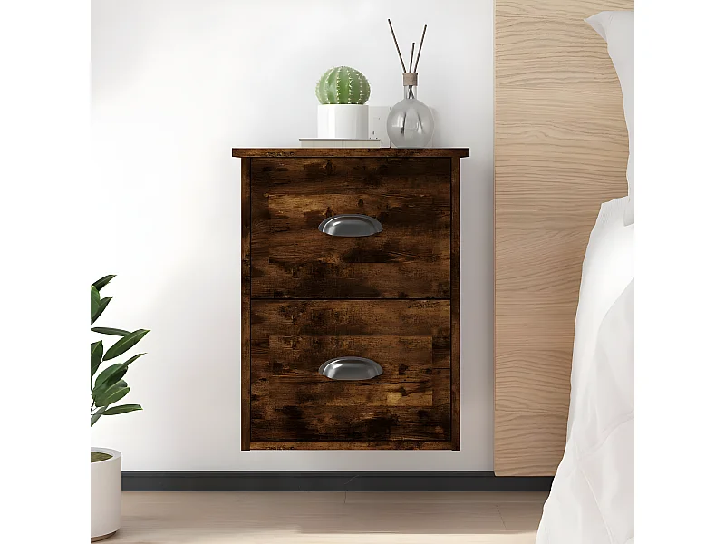 2er-Set Wand-Nachttische Nachtschrank Räuchereiche 41,5x36x53 cm -RN68664