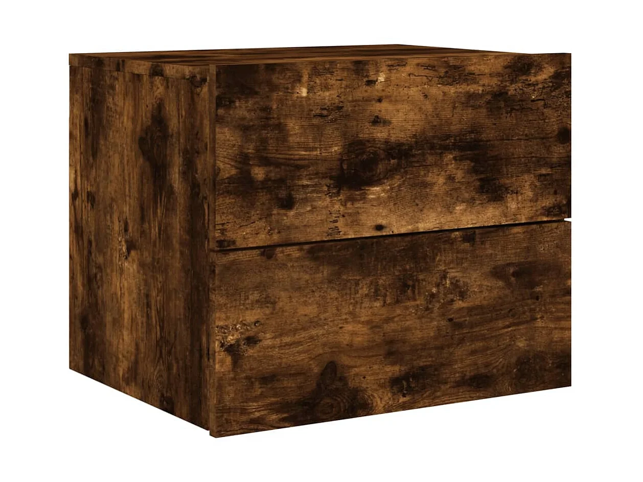 Wand-Nachttisch Nachtschrank mit LED-Leuchten Räuchereiche -RN20675