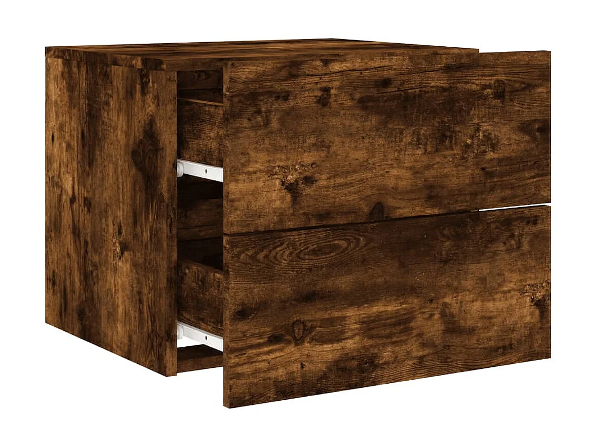 Wand-Nachttisch Nachtschrank mit LED-Leuchten Räuchereiche -RN20675